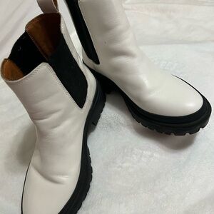 Lucky Brand White and Black Ankle Boots